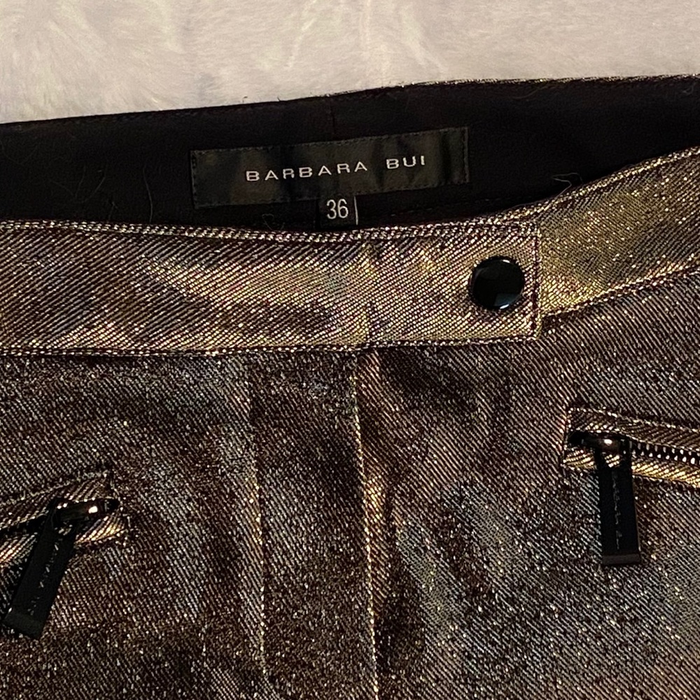 Barbara Bui Gold Jersey Lurex skinny pants-EUC - Picture 3 of 14